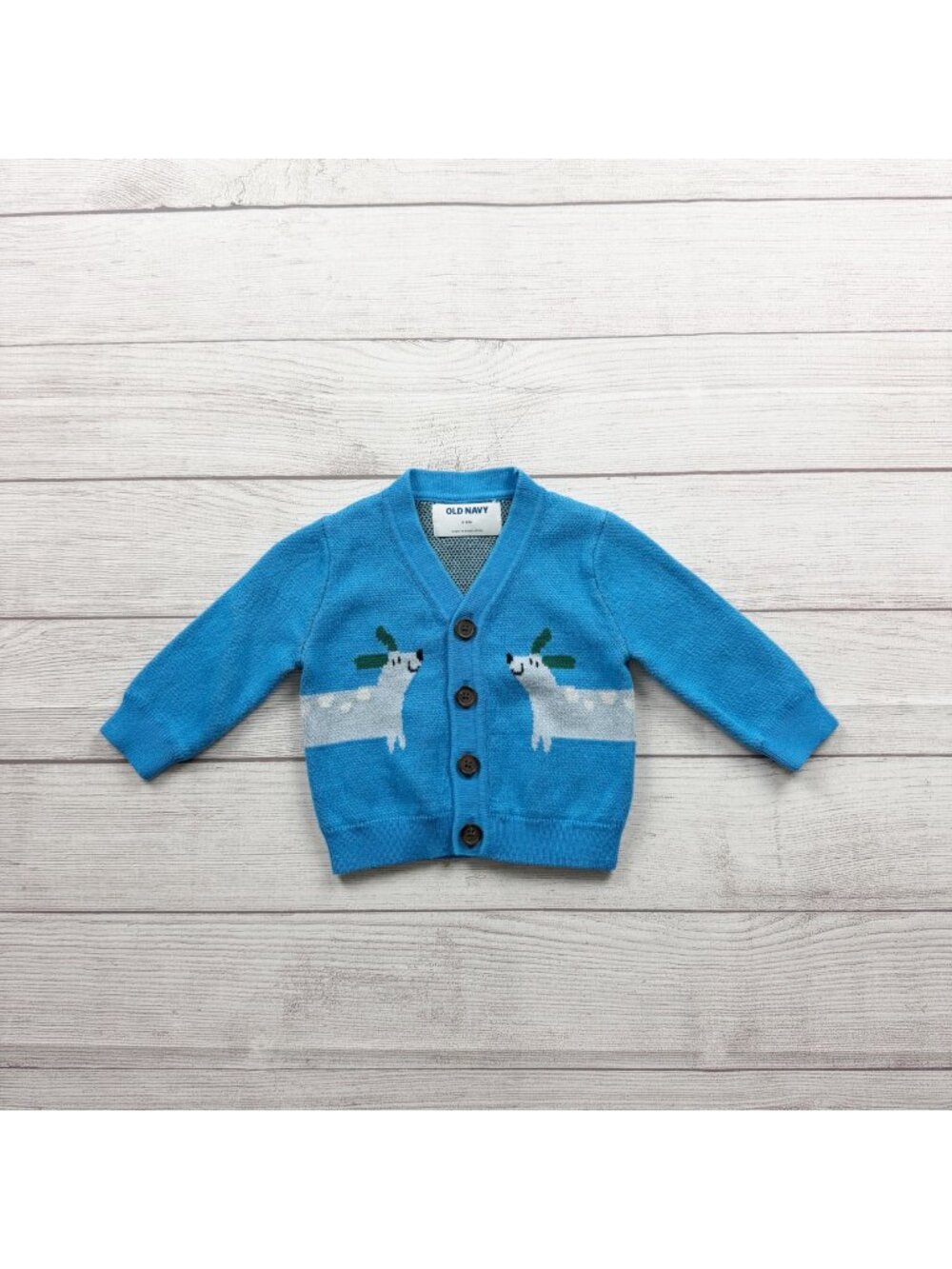 Old Navy Baby Dog Cardigan Sweater Blue Buttons Cotton Knit Design 3-6 Months